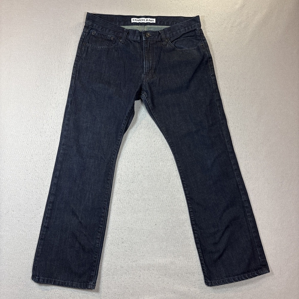 Express Rocco Mens Jeans 34x30 Dark Wash Slim Fit Boot Cut